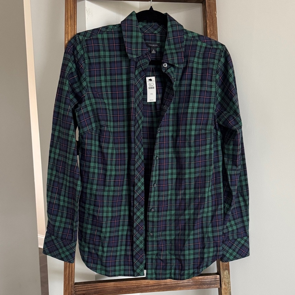 Talbots Plaid Shirt in Green and Blue